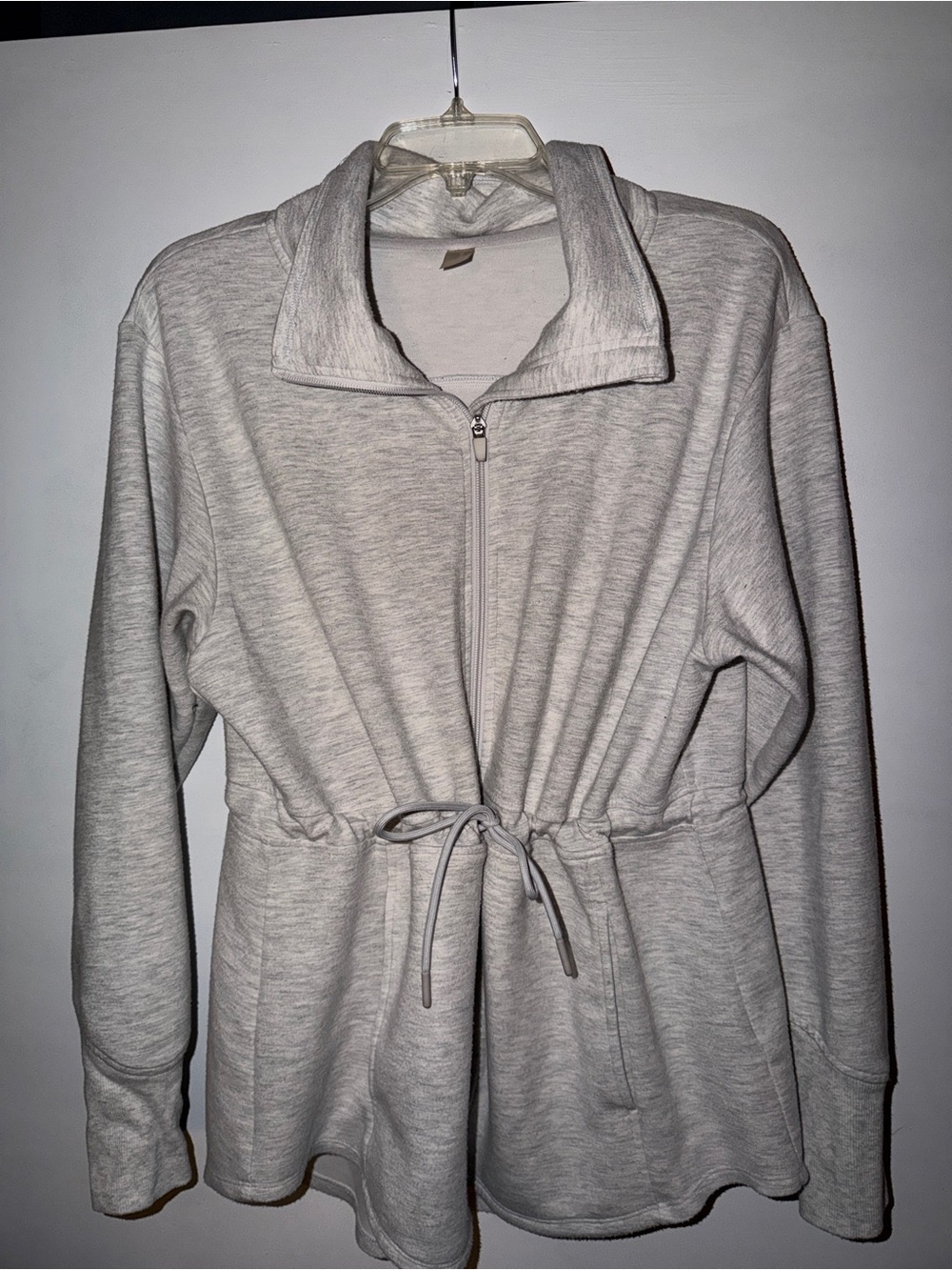 Light Gray Zip Front Drawstring Jacket